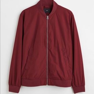 H&M bomber jacket, burgundy.